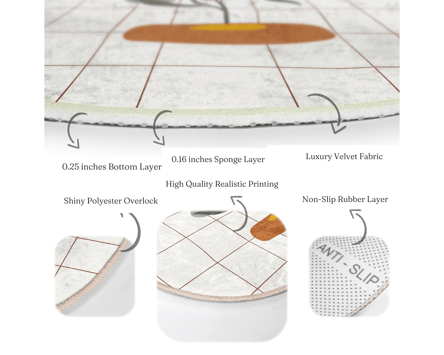 Abstract Round Rug, Living Room Area Rug, Minimalist Home Decor Floor