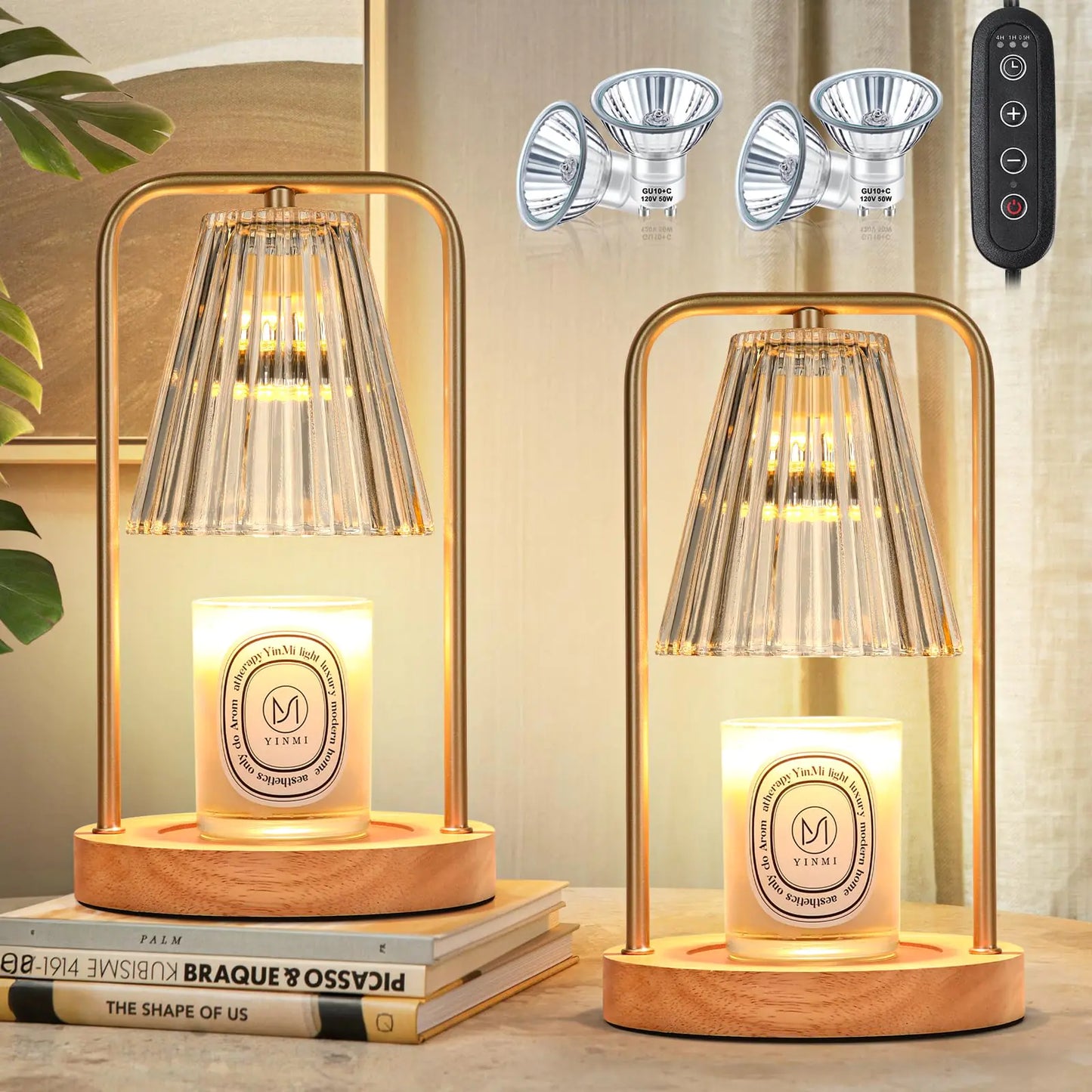 2-Pack Candle Warmer Lamps with Timer Electric Candle Lamp