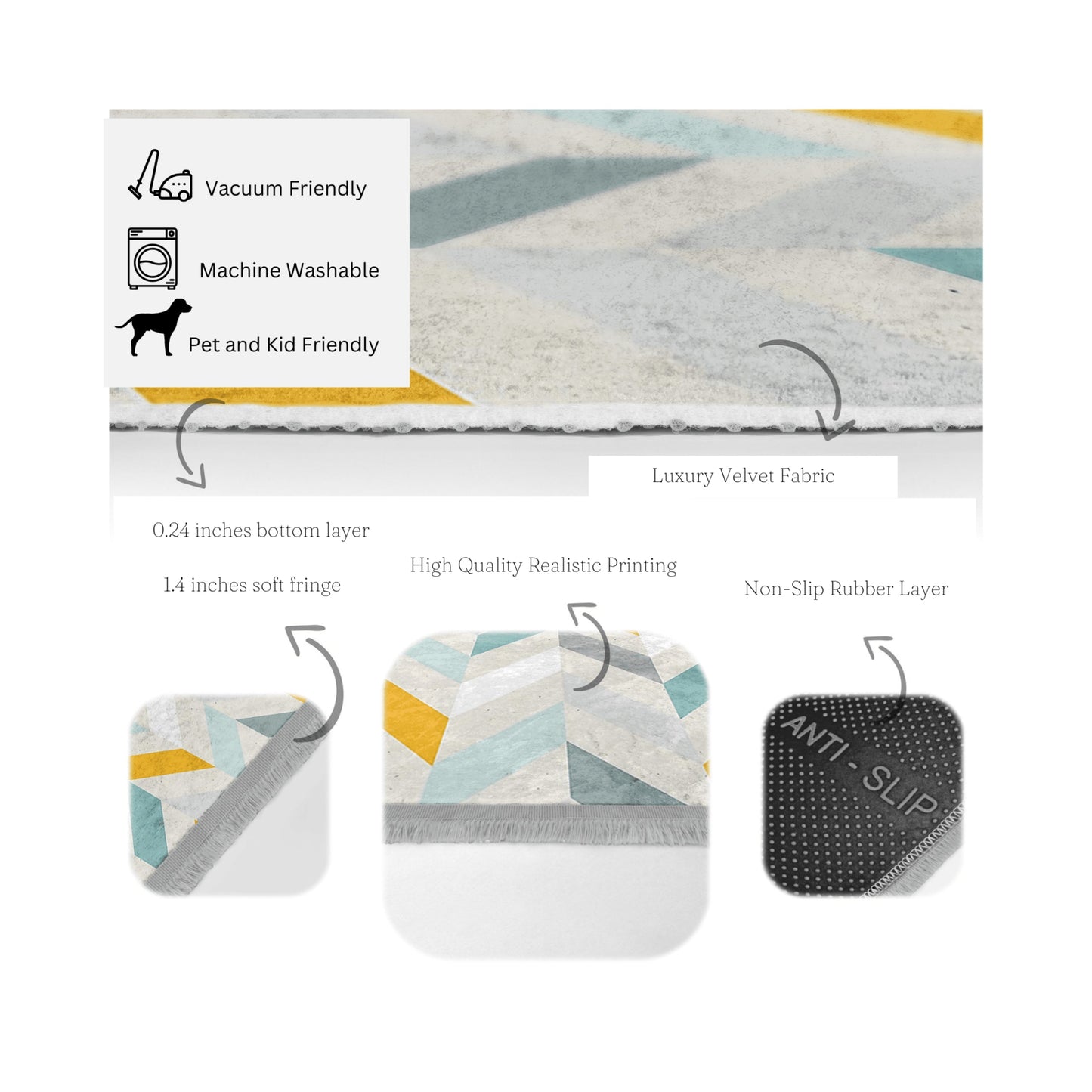 Modern Home Washable Area Rug | Homeezone