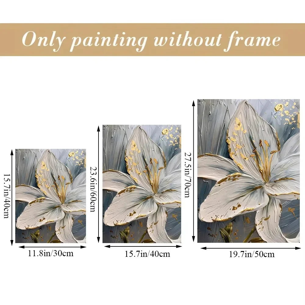 3D Gold and White Flower Canvas