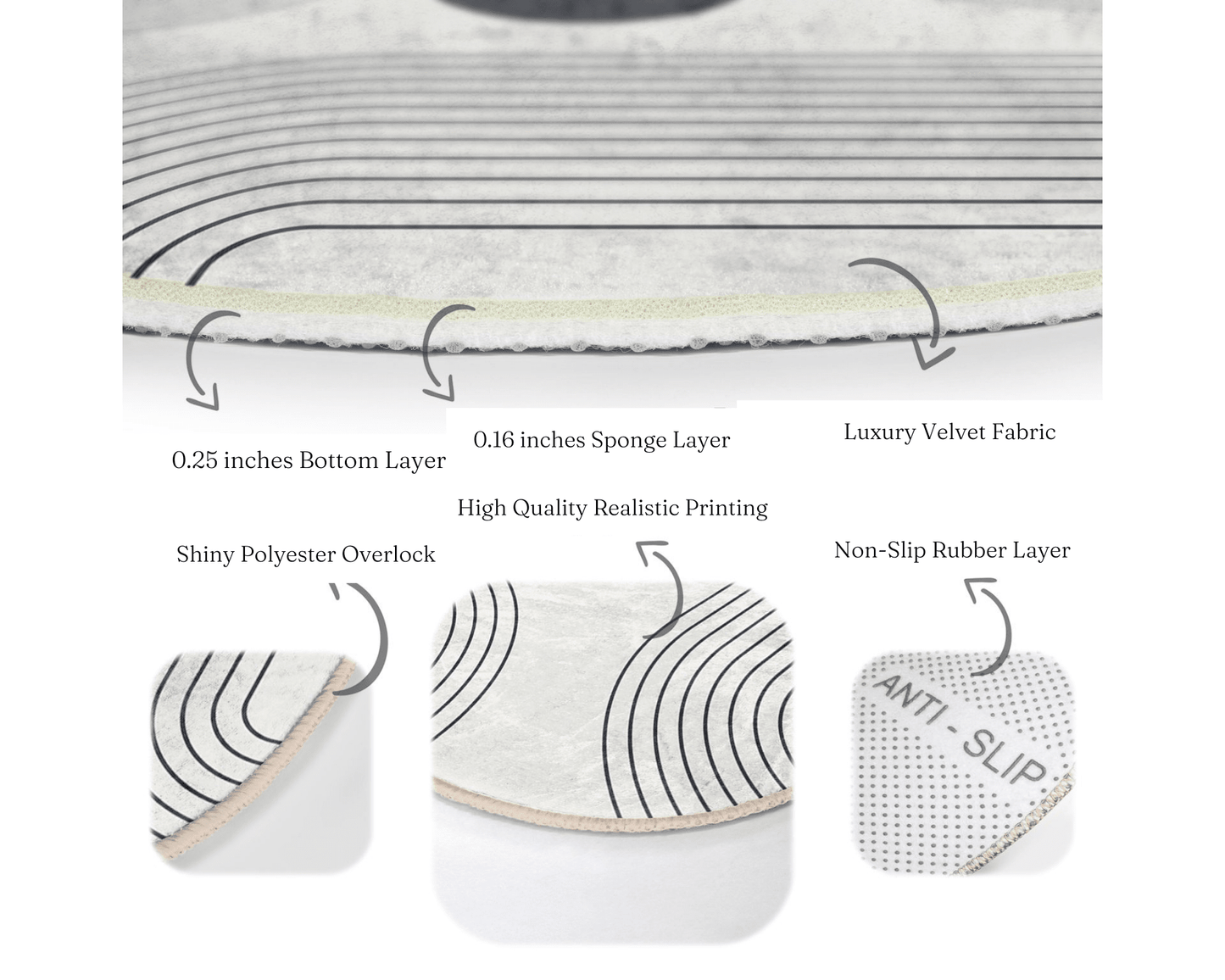 Abstract Round Rug, Minimalist Home Area Rug, Living Room Circle