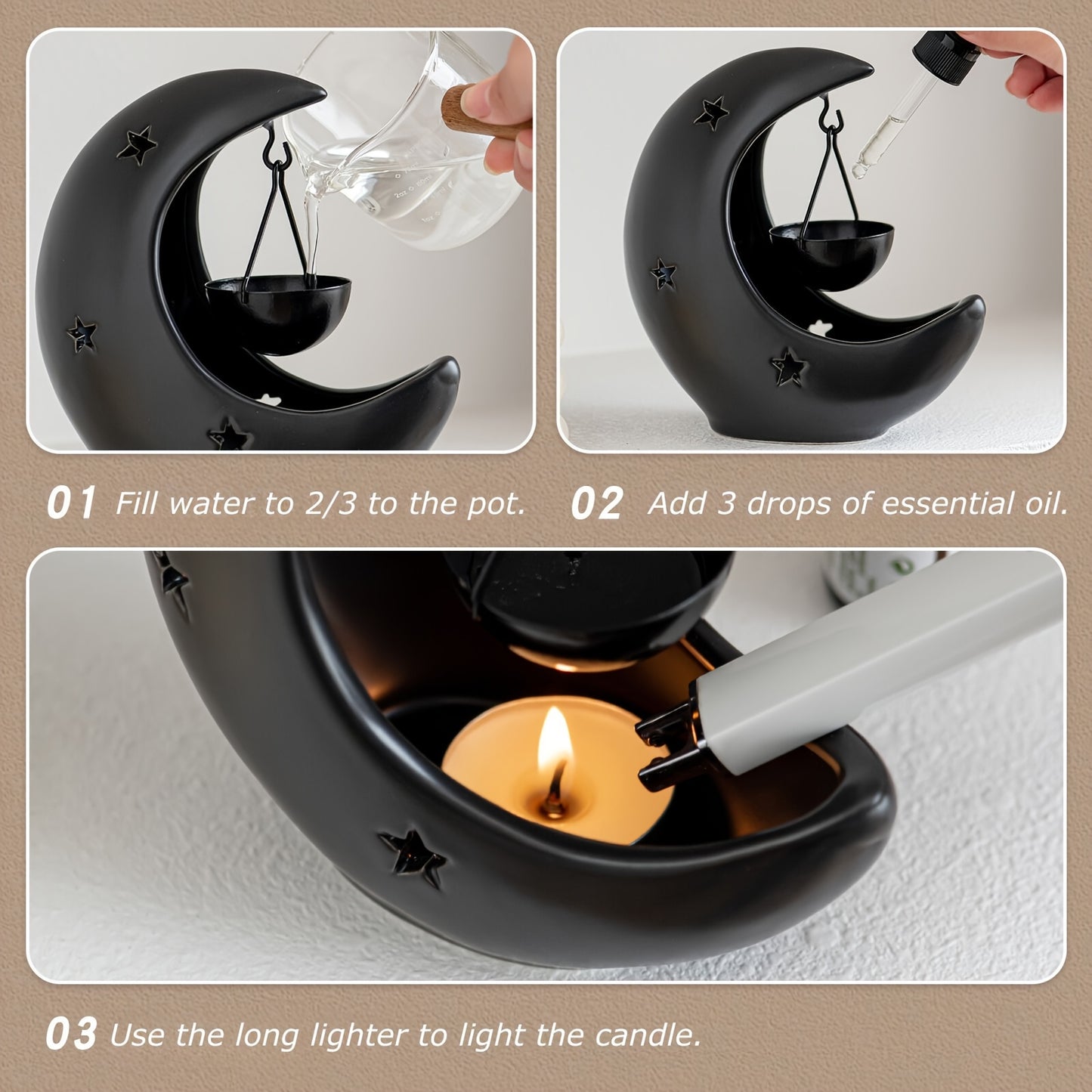 [Hot Selling Ceramic Candle Holder] Hot Selling Star and Moon Ceramic Candle Holder
