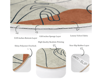 Abstract Round Rug, Abstract Area Rug, Non Slip Circle Carpet,