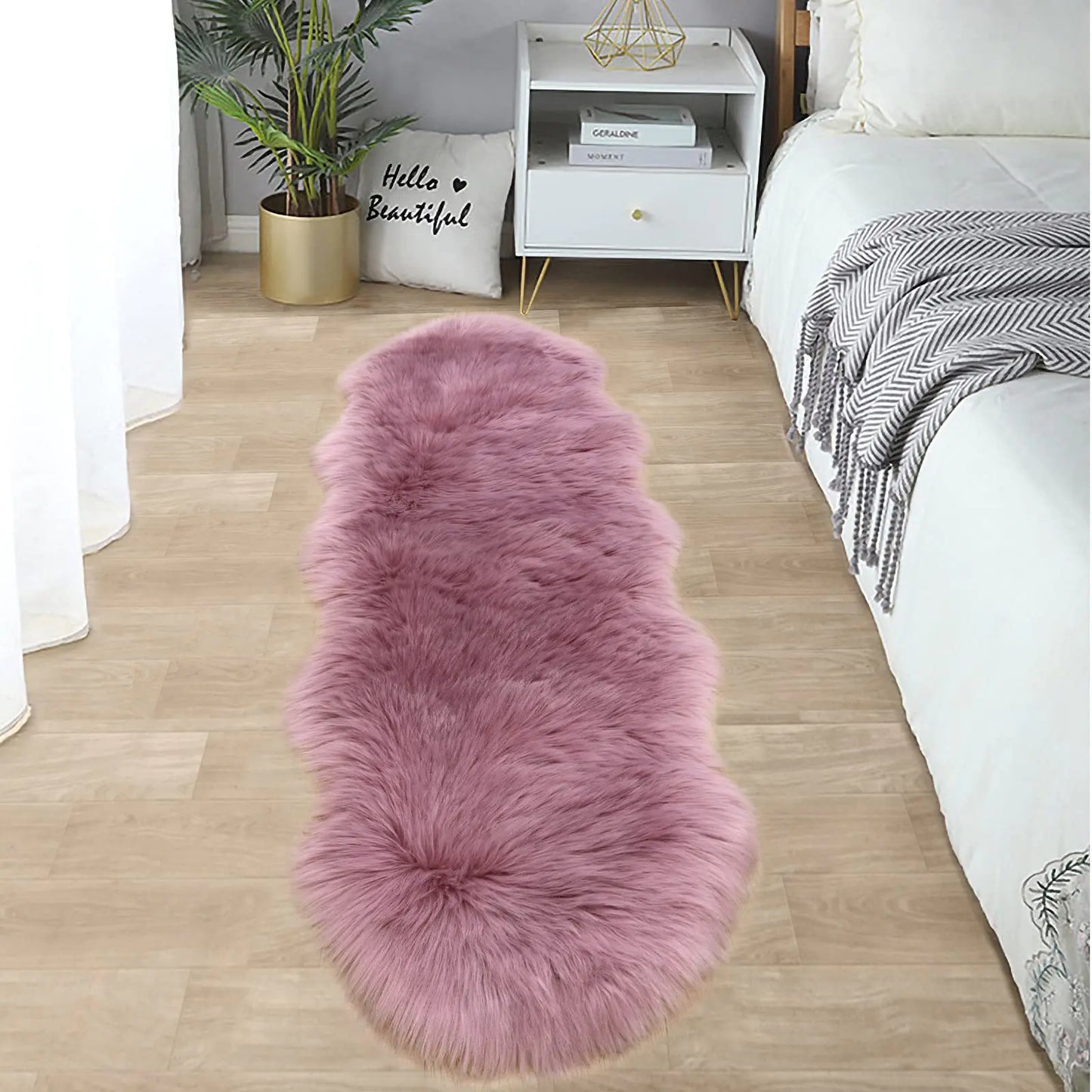 Ultra Soft Fluffy Rug Light Purple Faux Sheepskin Fur 2x6 Feet (Sheepskin ShapeLight Purple)