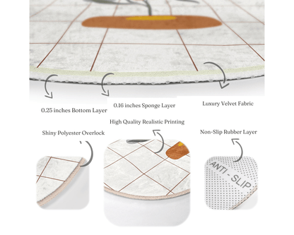 Abstract Round Rug, Living Room Area Rug, Minimalist Home Decor Floor