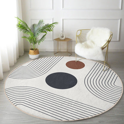 Abstract Round Rug, Minimalist Home Area Rug, Living Room Circle