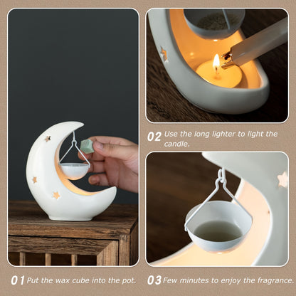[Hot Selling Ceramic Candle Holder] Hot Selling Star and Moon Ceramic Candle Holder