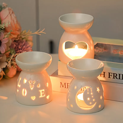 1pc Aromatherapy Stove White Hollow Ceramic Stove