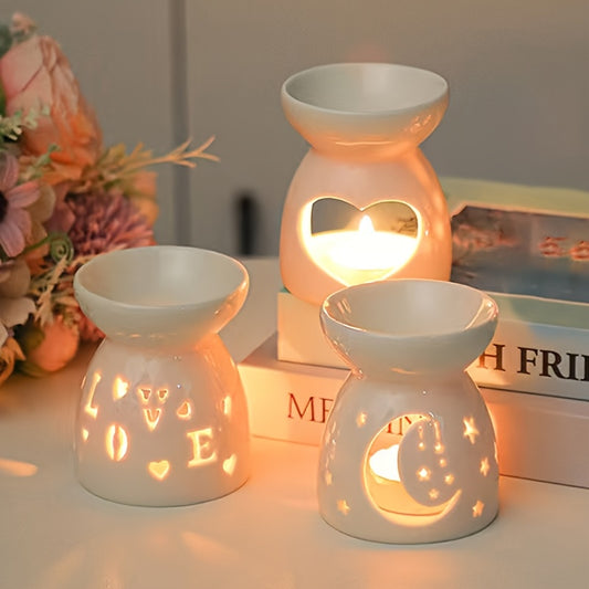 1pc Aromatherapy Stove White Hollow Ceramic Stove