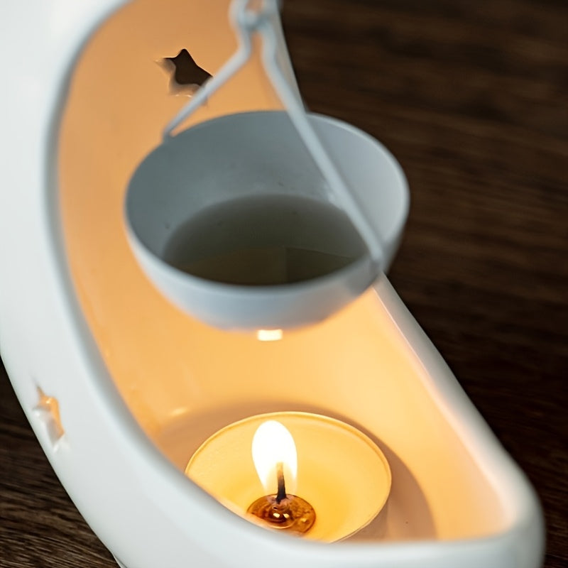 [Hot Selling Ceramic Candle Holder] Hot Selling Star and Moon Ceramic Candle Holder