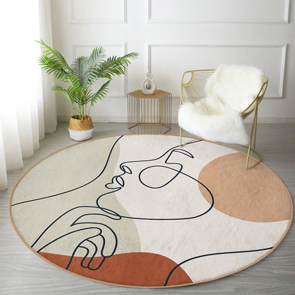 Abstract Round Rug, Abstract Area Rug, Non Slip Circle Carpet,