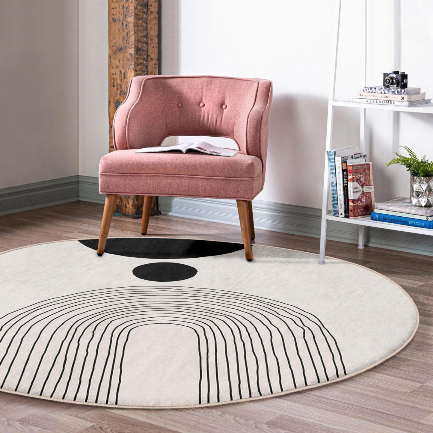 Abstract Round Rug, Minimalist Home Area Rug