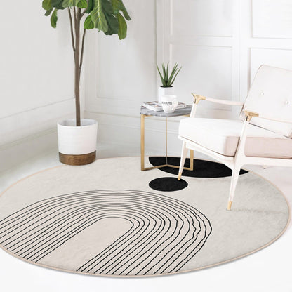 Abstract Round Rug, Minimalist Home Area Rug
