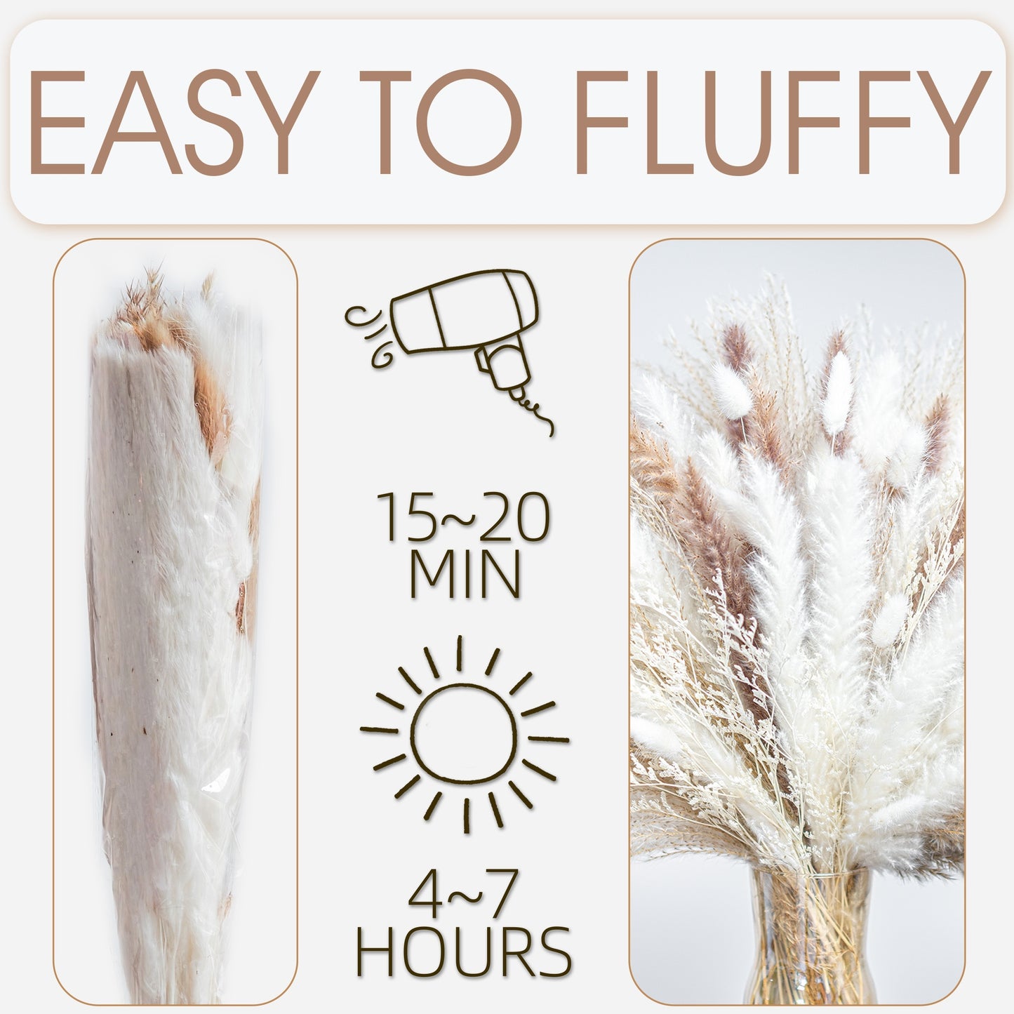 Dried Pampas Grass Decor, 120 PCS