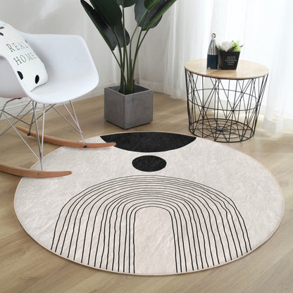 Abstract Round Rug, Minimalist Home Area Rug