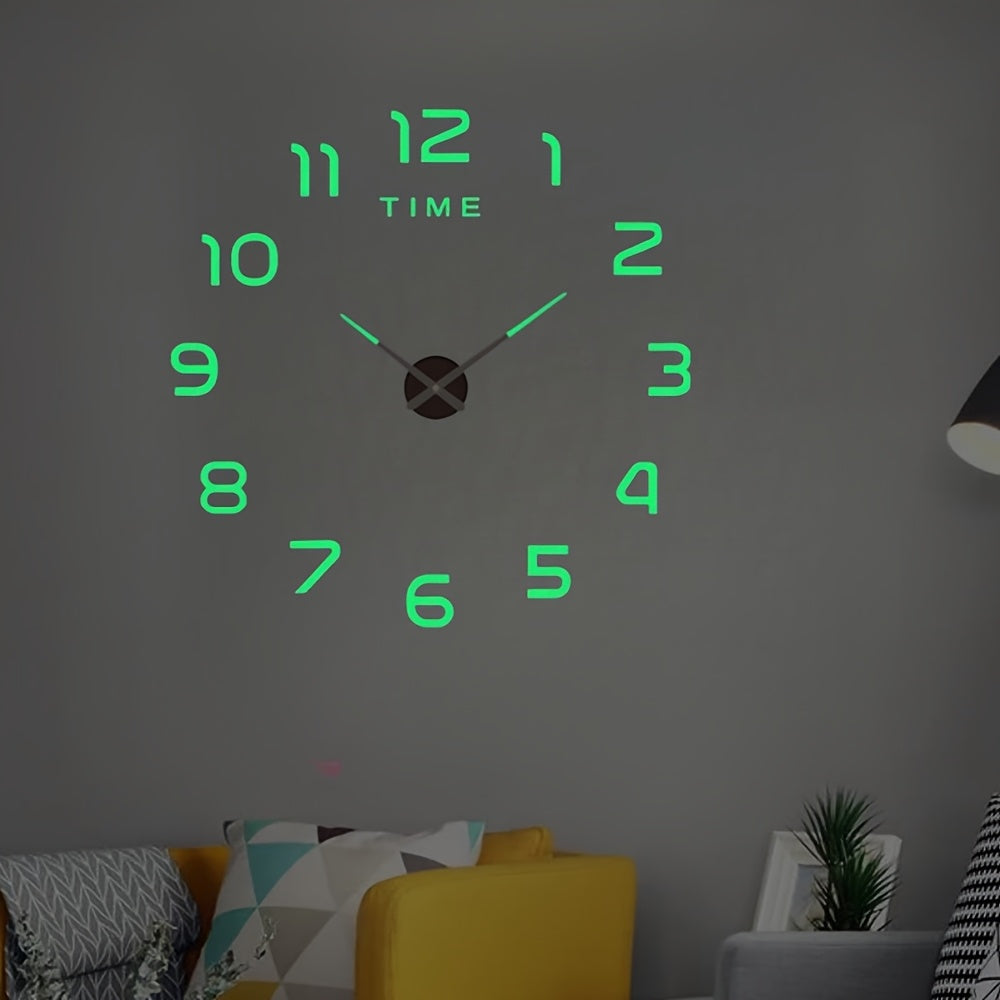 1pc DIY Butterfly-Inspired Glow-in-the-Dark Wall Clock Sticker