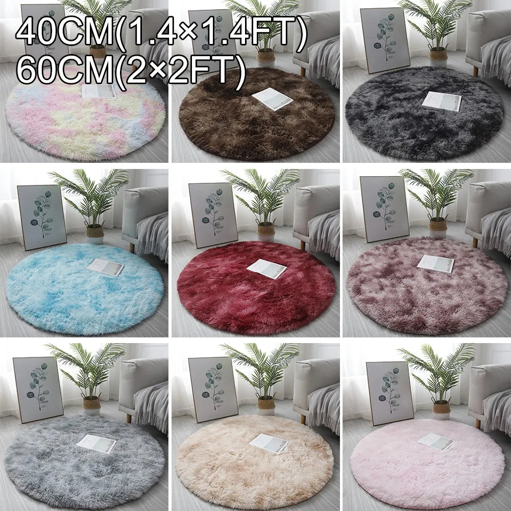 Plush Round White Rug