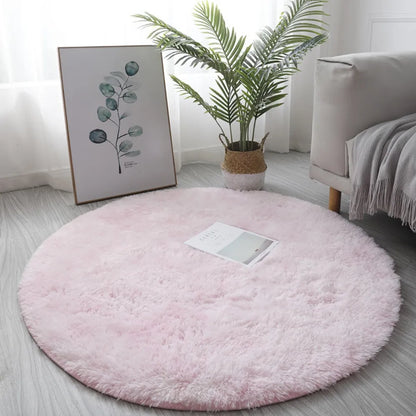 Plush Round White Rug
