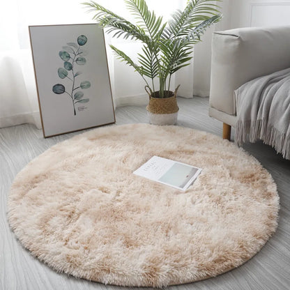 Plush Round White Rug