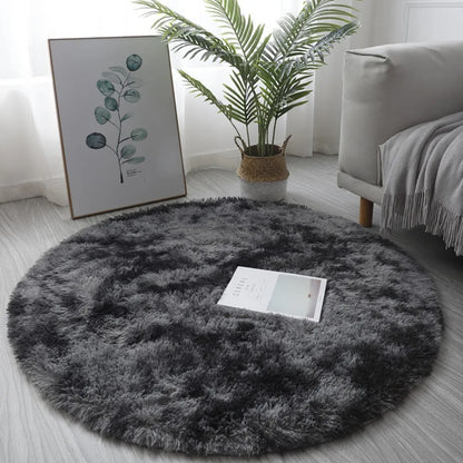 Plush Round White Rug