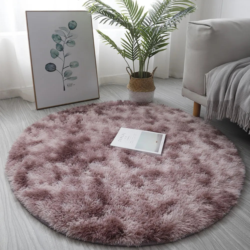 Plush Round White Rug