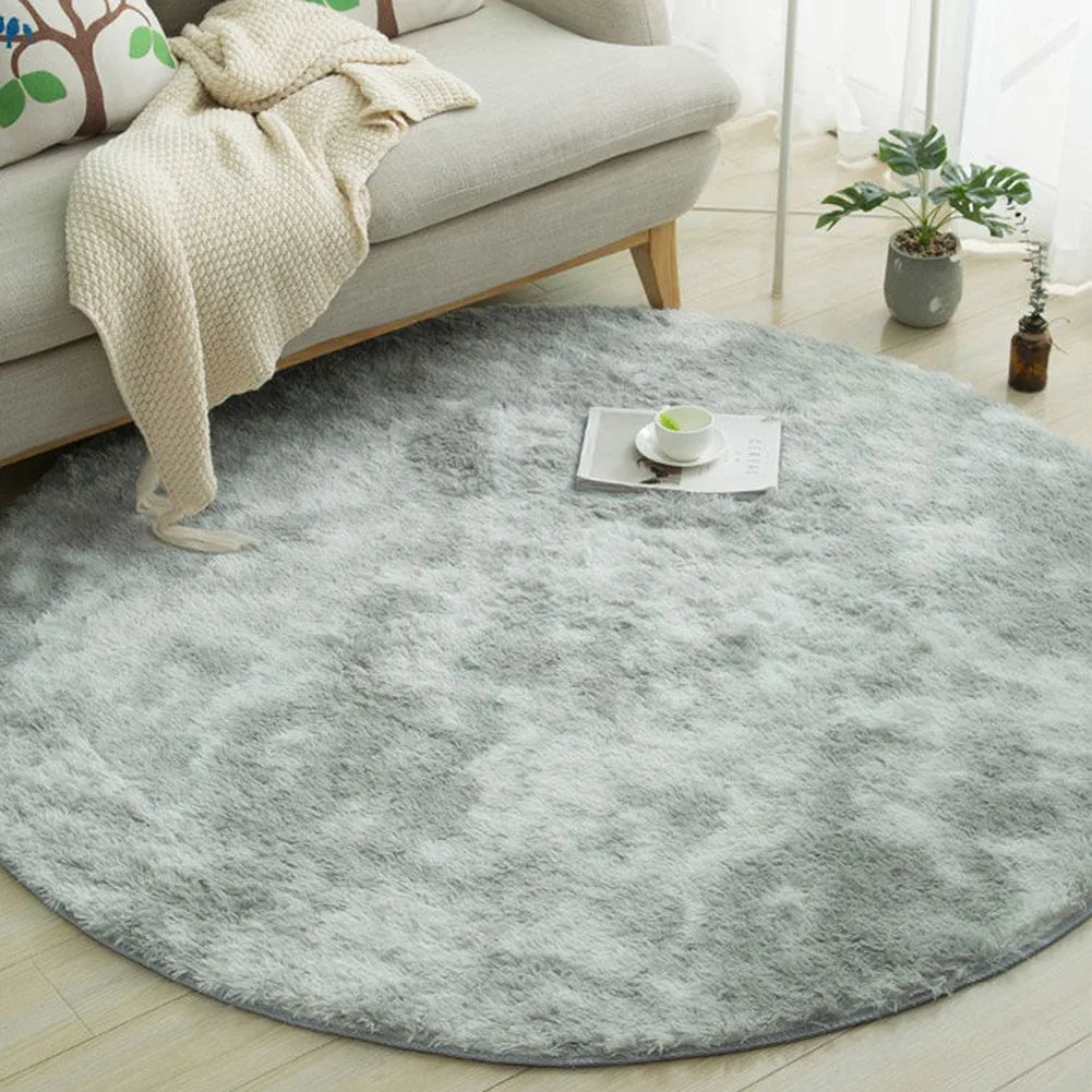 Plush Round White Rug