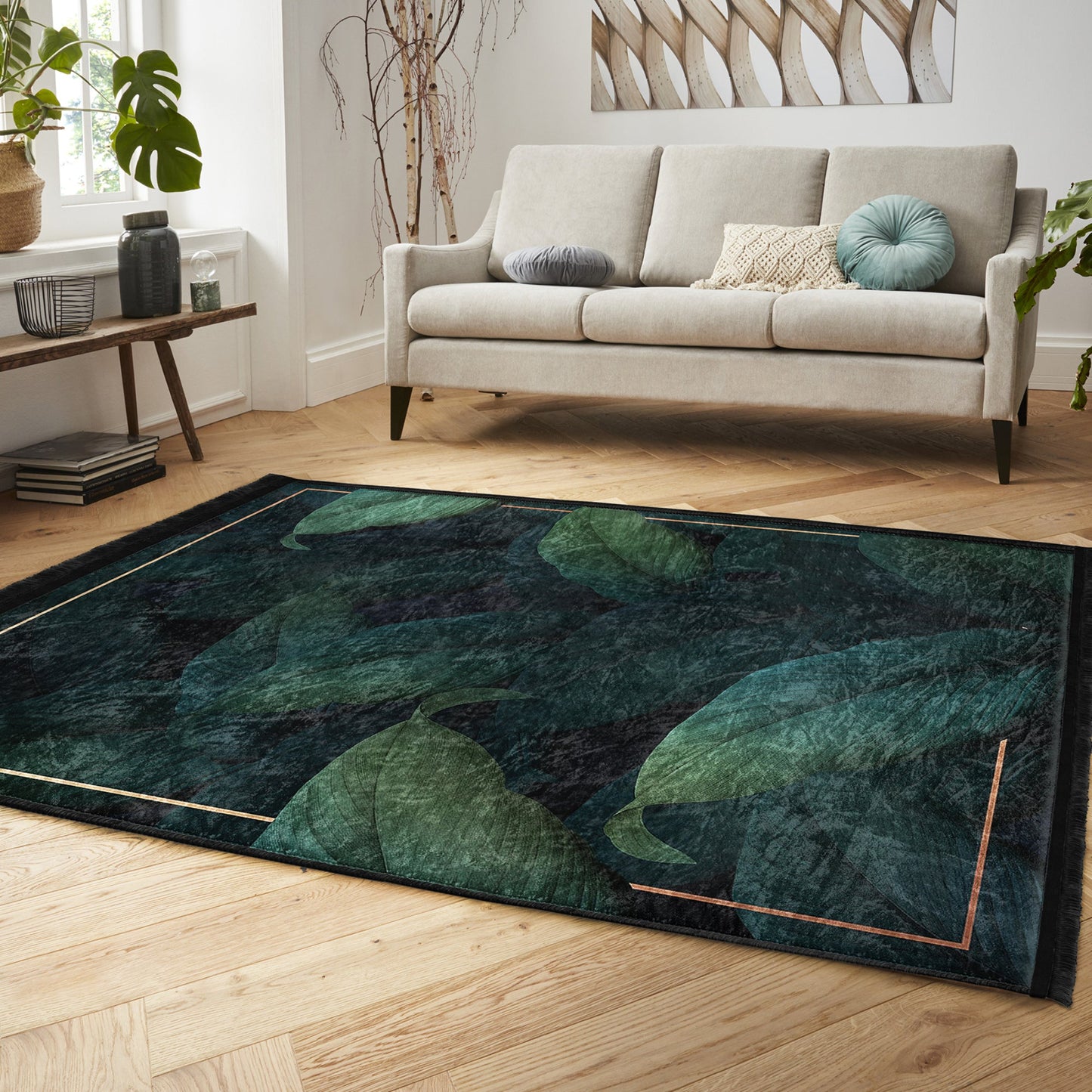 Floral Pattern Home Decor Washable Area Rug | Homeezone