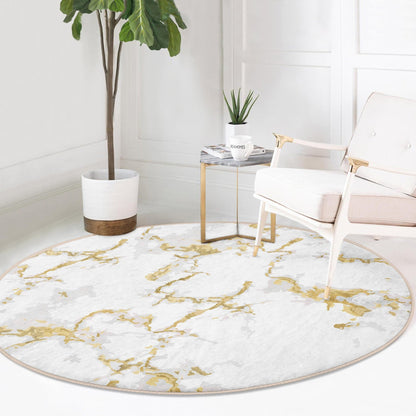 White Modern Home Decorative Washable Round Rug | Homeezone