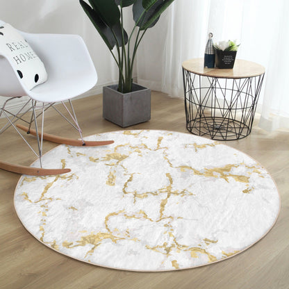 White Modern Home Decorative Washable Round Rug | Homeezone