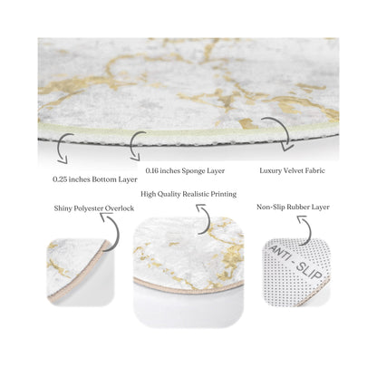 White Modern Home Decorative Washable Round Rug | Homeezone