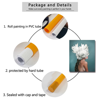 Gold and White Flower Oil Painting