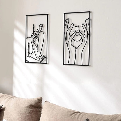 Nordic Abstract Iron Wall Art - Female Silhouette Decor