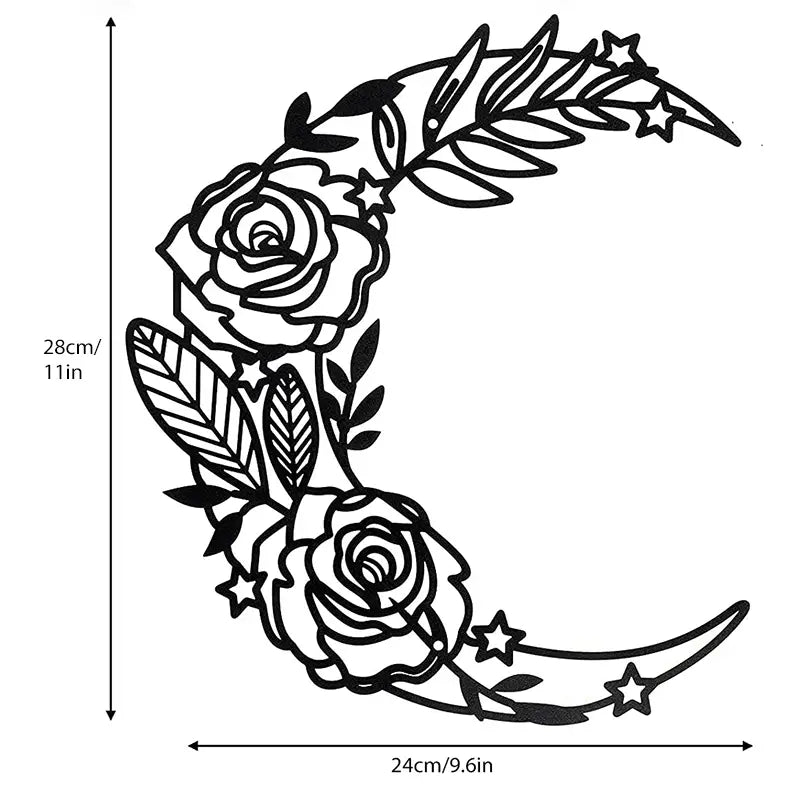 Boho Moon Phase Metal Wall Art for Home Decor