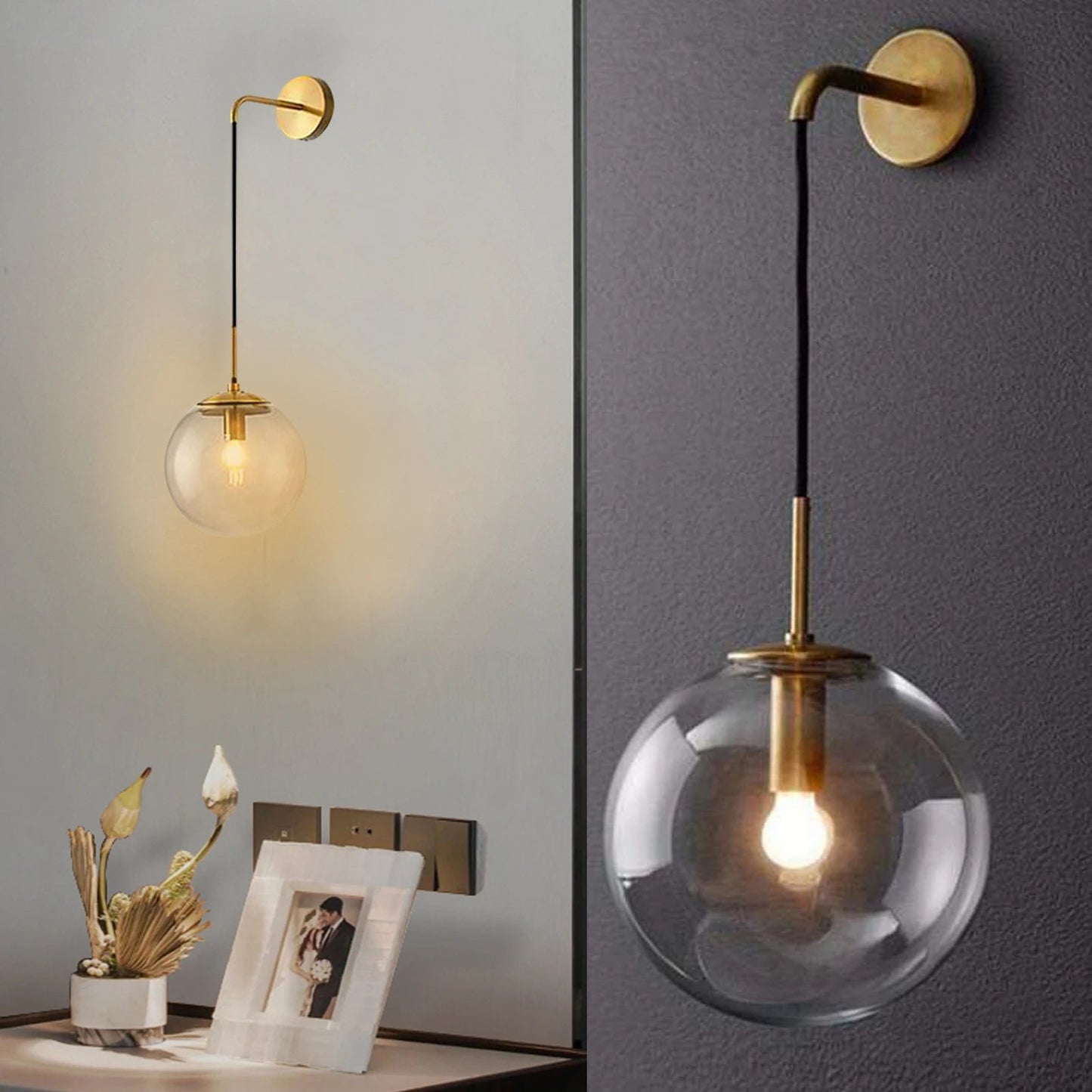 Nordic Glass Ball Wall Light for Living Room Interior Bedroom Wall
