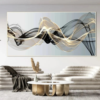 Abstract Floating Black Gold Canvas