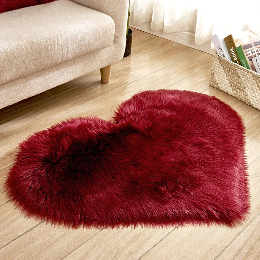 Heart-Shaped Plush Rug
