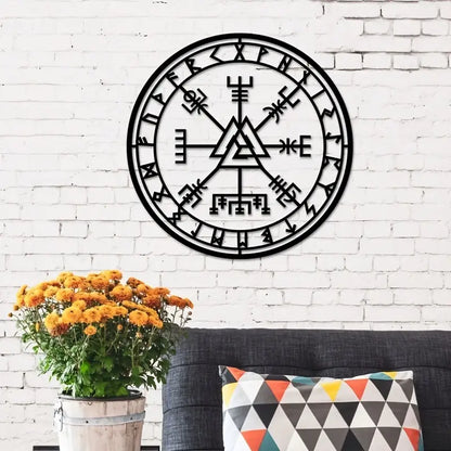 2pc Viking Compass Metal Wall Art for Modern Decor