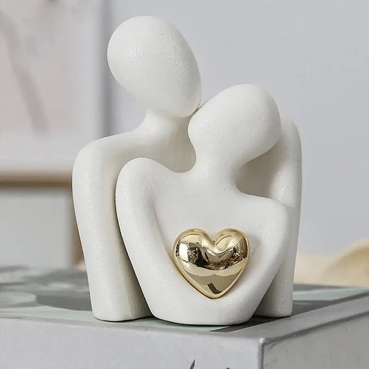 Nordic Abstract Couple Sculpture – Minimalist Love Art