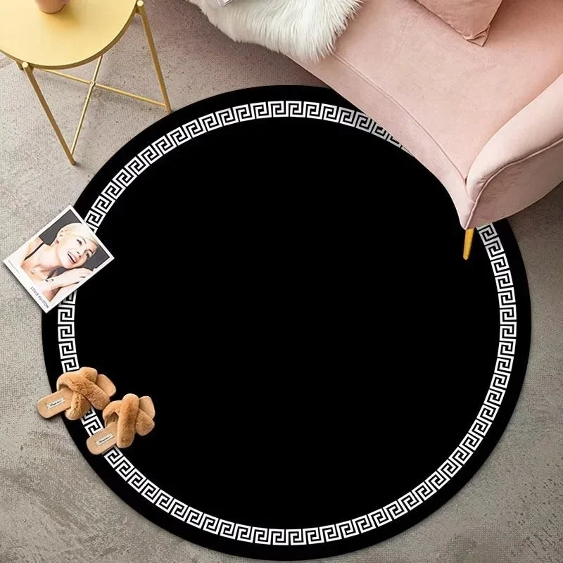 Luxury Round Black & White Rug