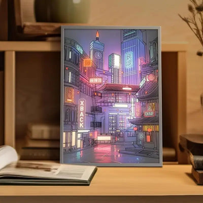 Beautiful City Night View Painting – Modern Wall Art