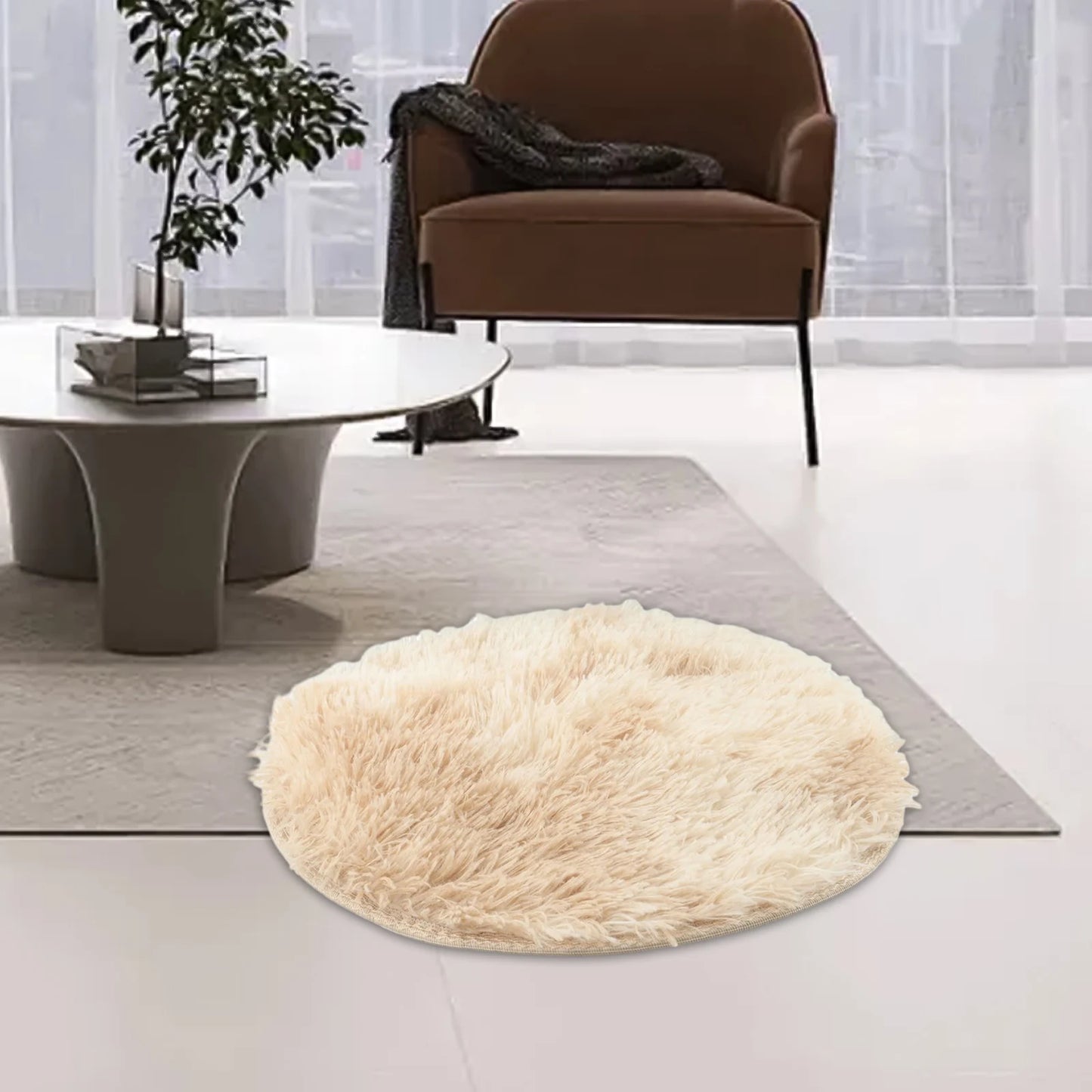Plush Round Rug Mat Fluff
