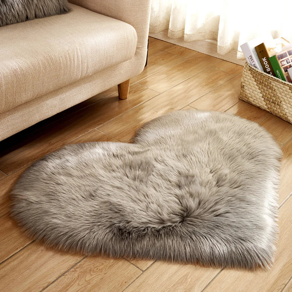 Heart-Shaped Plush Rug