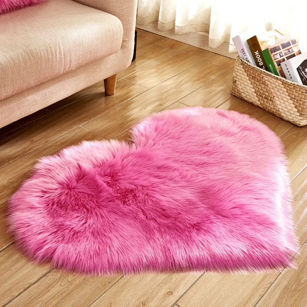 Heart-Shaped Plush Rug