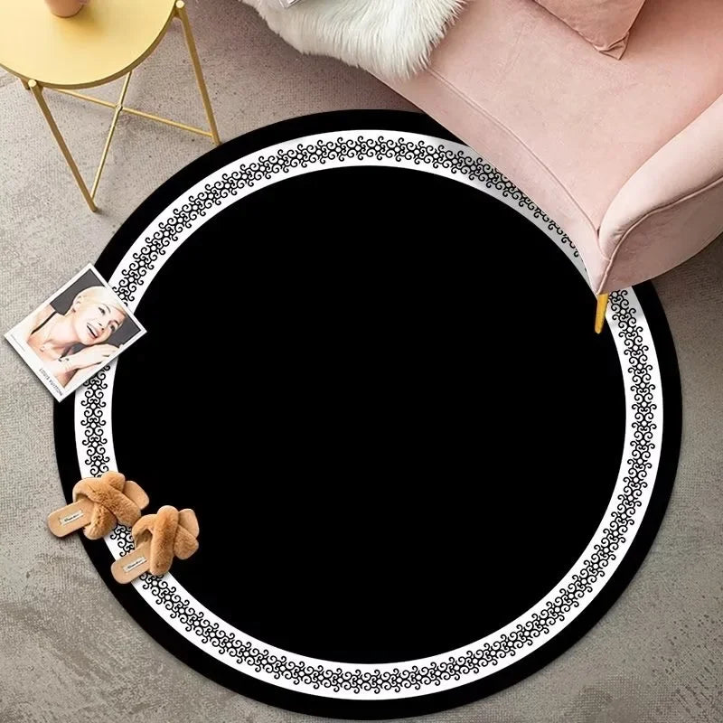 Luxury Round Black & White Rug