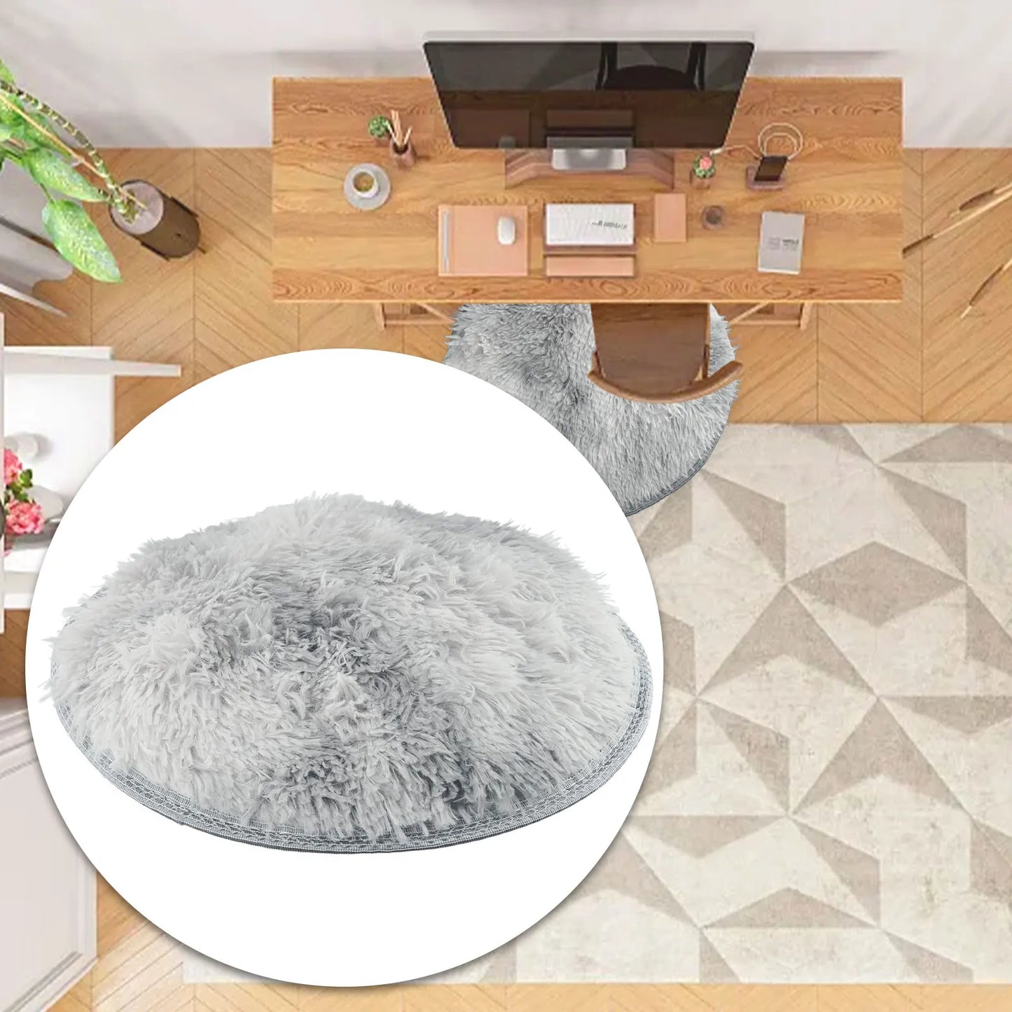 Plush Round Rug Mat Fluff