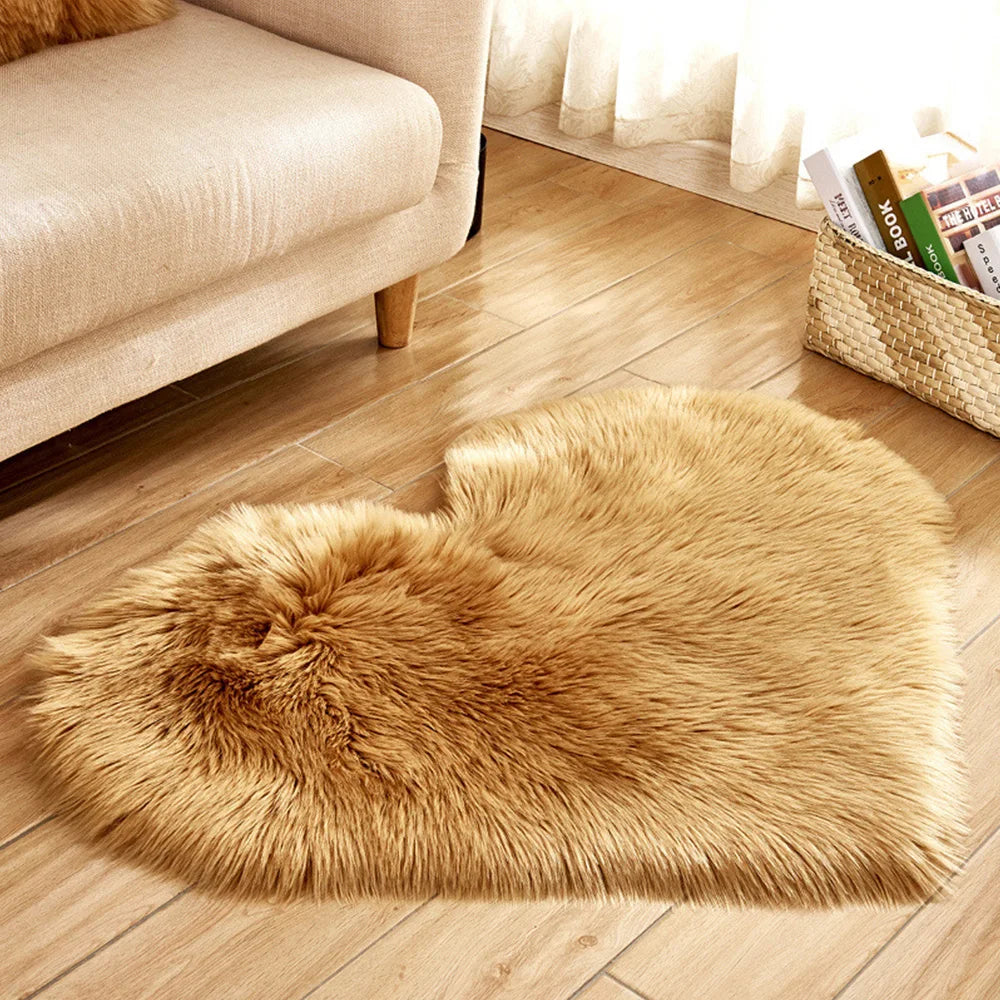 Heart-Shaped Plush Rug