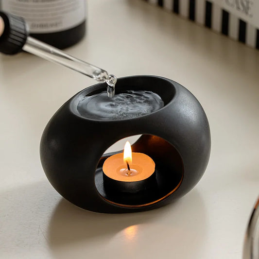 Black Ceramic Aromatherapy Burner – Modern Oil Diffuser
