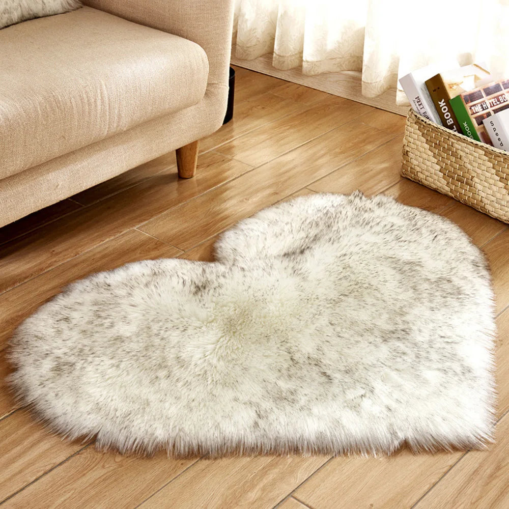 Heart-Shaped Plush Rug