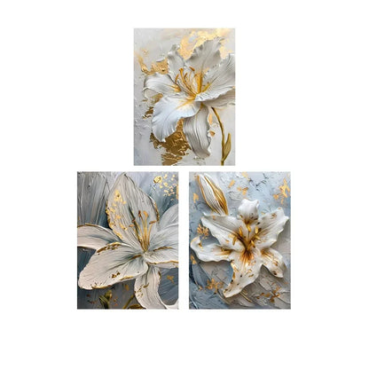 3D Gold and White Flower Canvas