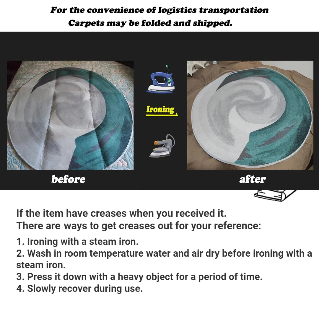 Luxury Round Black & White Rug